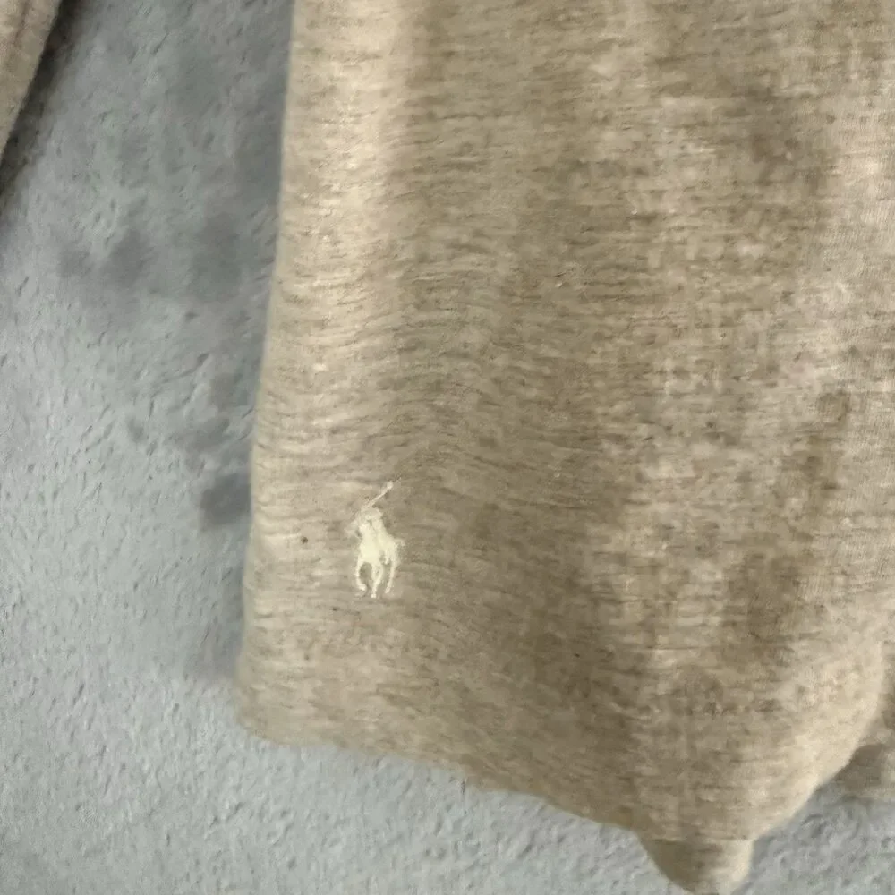 Polo Ralph Lauren Hoodie Mens Medium Beige Lightweight Pullover Pony Logo